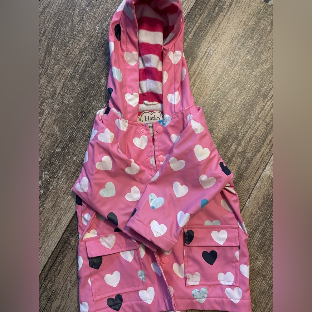 Hatley Pink Heart Kids Rain Coat